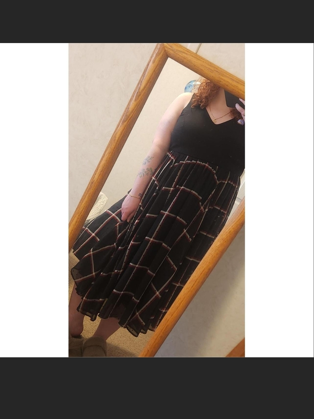torrid Black V-Neck Plaid Midi Dress